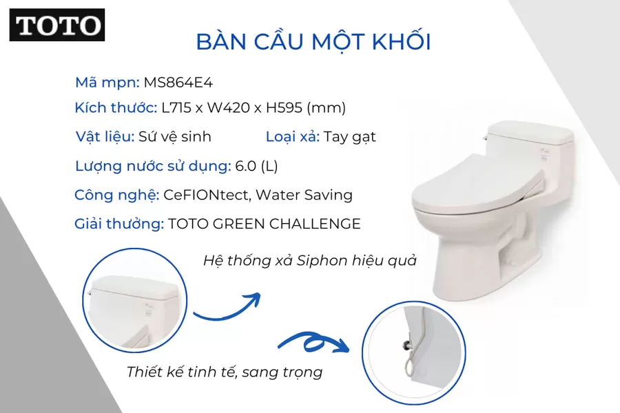 Bồn cầu một khối hiện đại, sang trọng