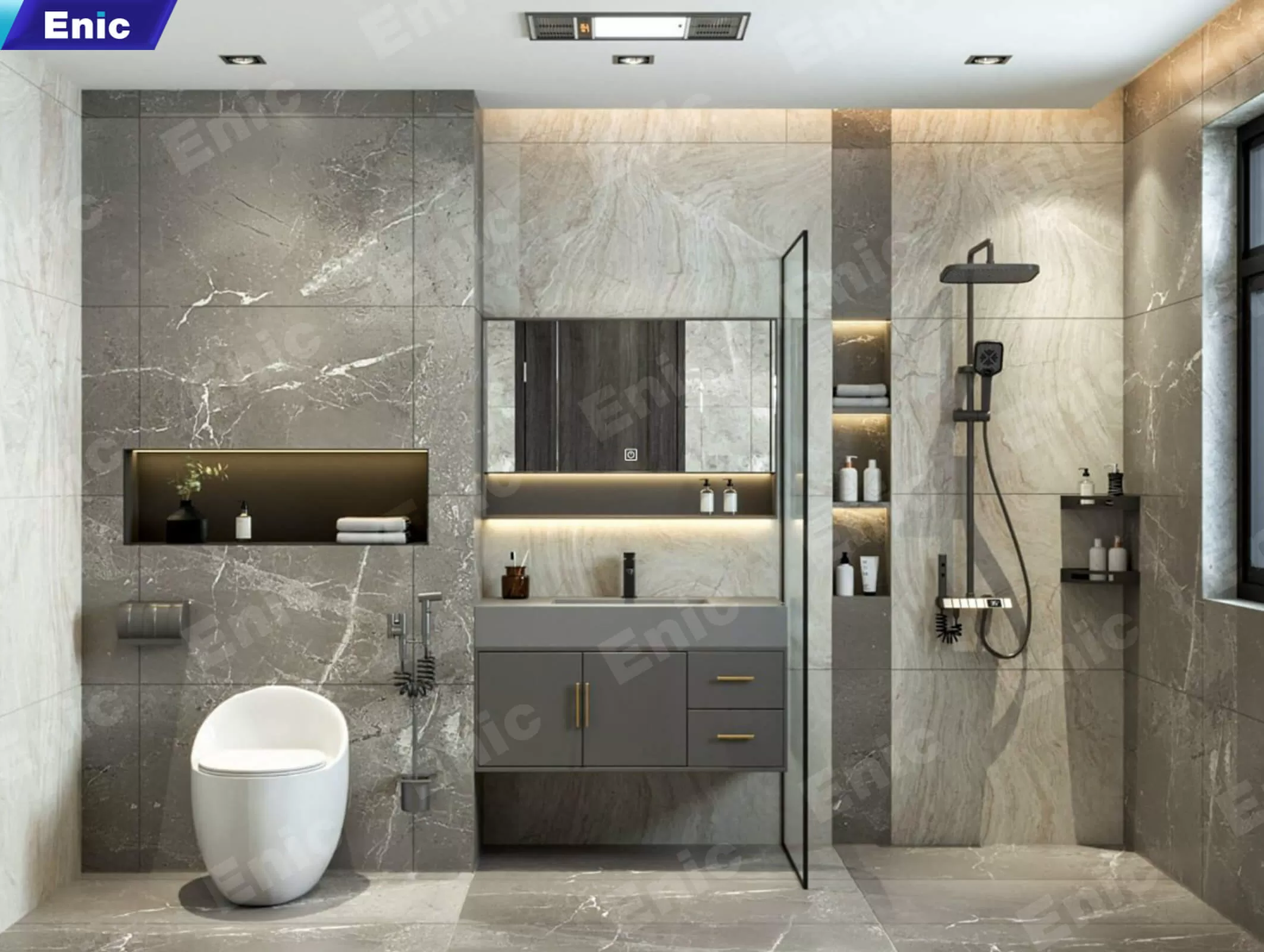 Dùng ốp gạch vân đá vừa hiện đại vừa sạch sẽ