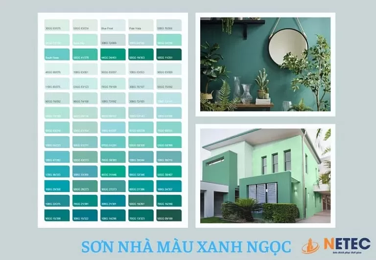 Bảng màu sơn nhà xanh ngọc bích đa dạng sắc độ từ Thợ Miền Nam