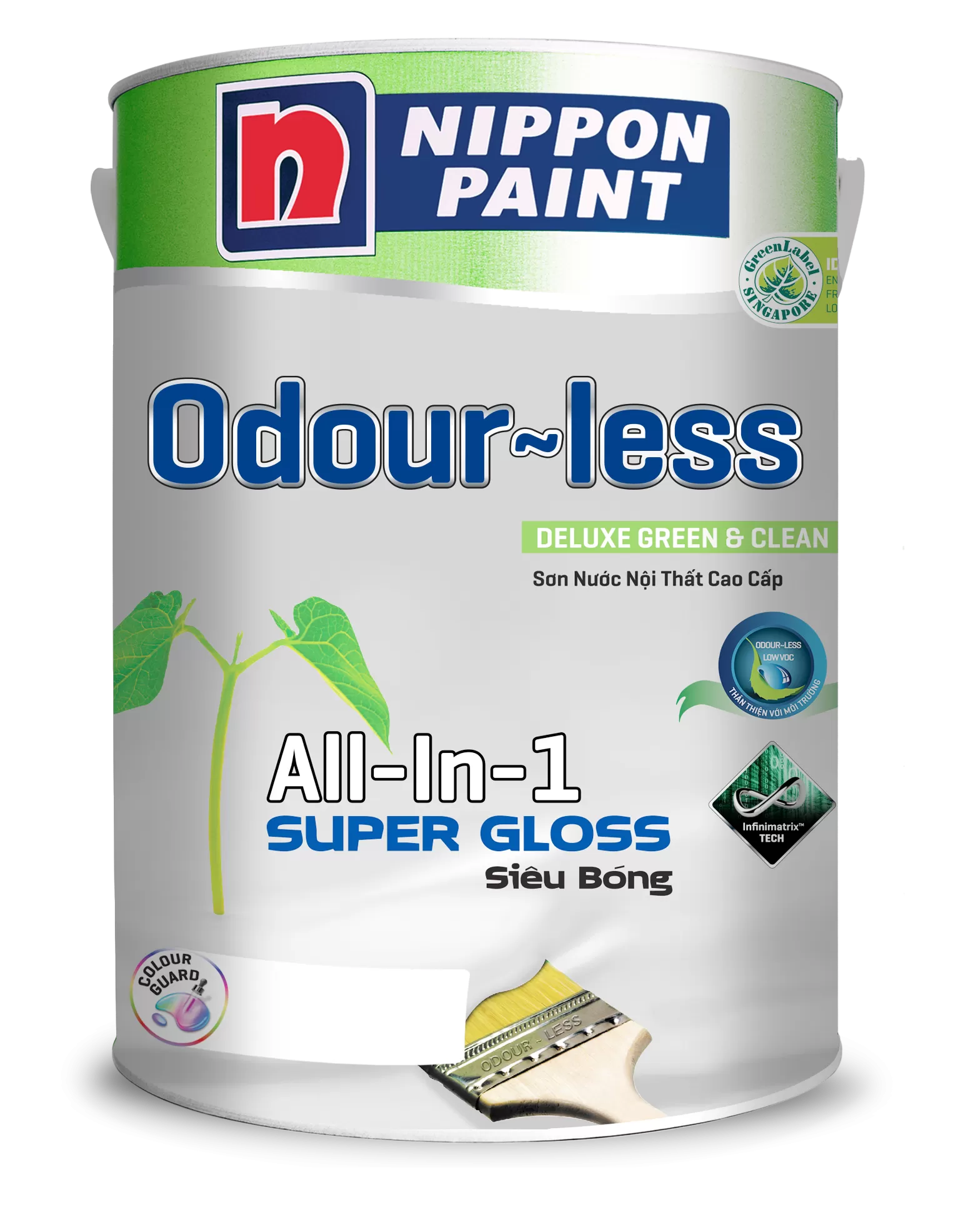Sơn nội thất Nippon Odour-less All In 1 - Siêu Bóng (Không mùi)