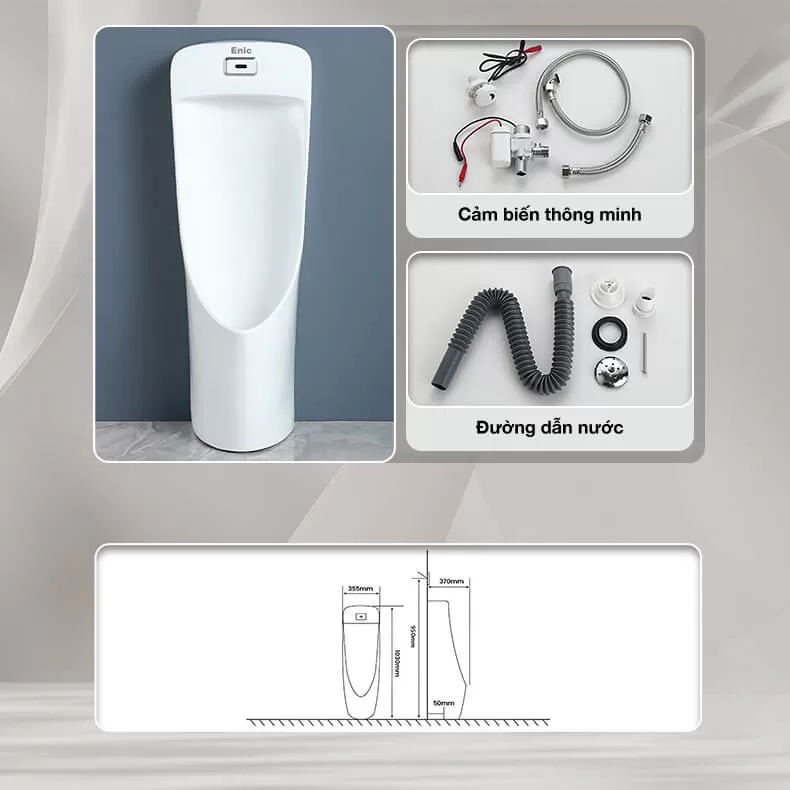 Cấu tạo bồn tiểu nam cảm ứng đạt sàn