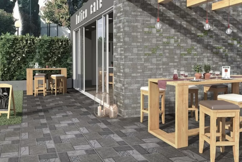 Gạch giả cổ ốp mặt tiền Prime họa tiết cỏ cây, thi công quán cafe, nhà hàng phong cách vintage bởi Thợ Miền Nam