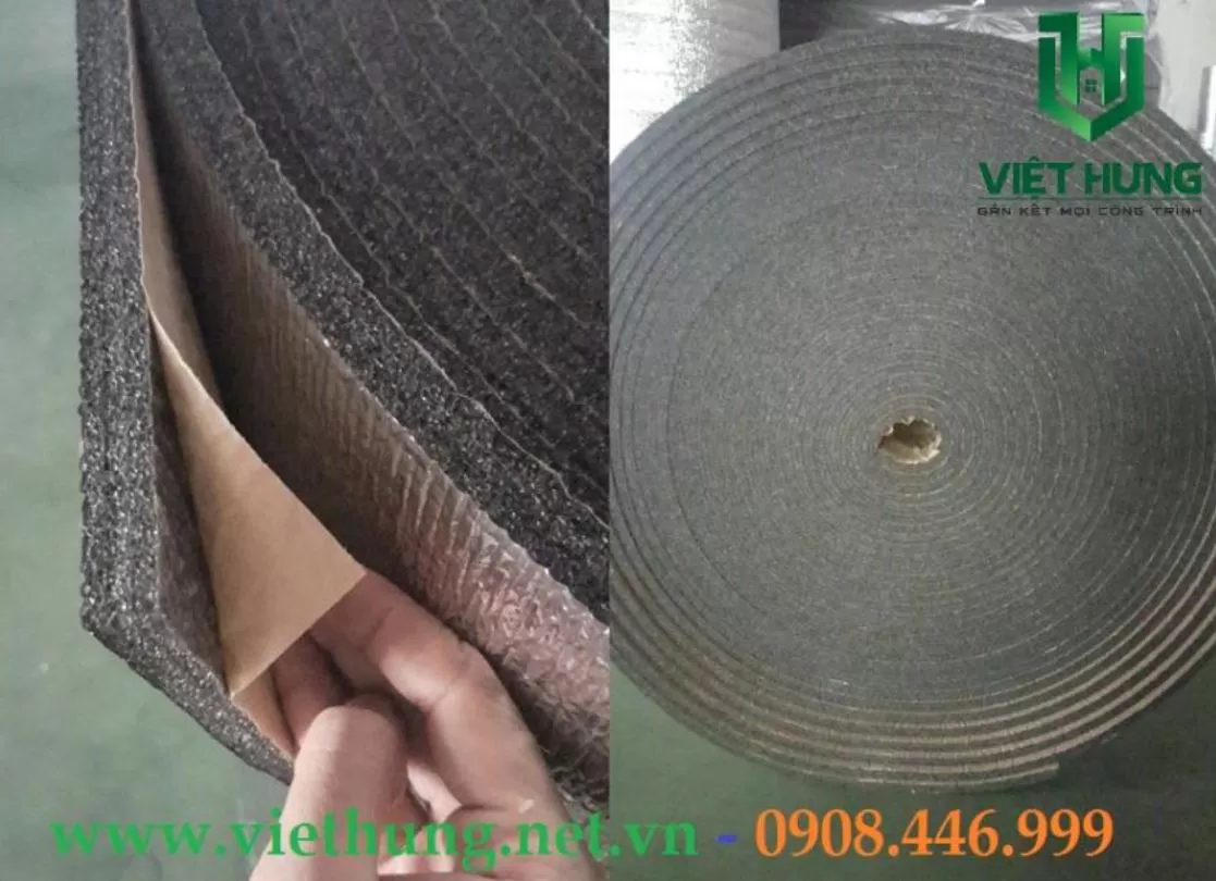 Cuộn mút xốp cách nhiệt Pe OPP phủ 1 lớp bạc một lớp keo tại xưởng Thợ Miền Nam