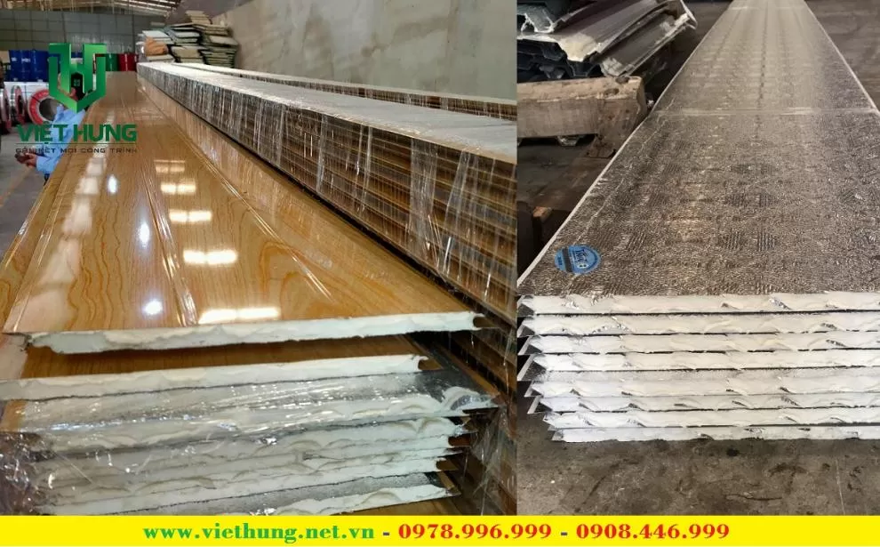 La Phông Tôn PU Cách Nhiệt Phủ Bạc Vân Gỗ
