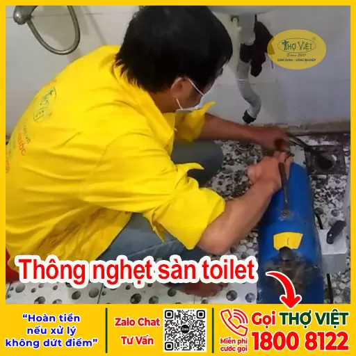 Thông nghẹt sàn nhà vệ sinh chuyên nghiệp Thợ Miền Nam