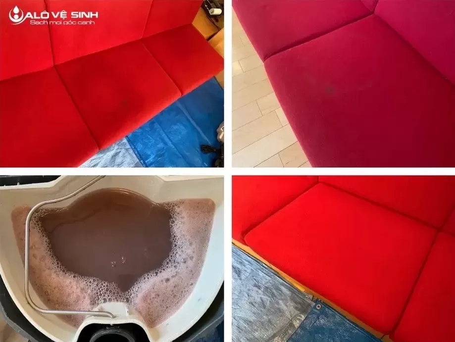 Hiệu quả sau khi vệ sinh sofa hơi nước nóng, sofa sạch sẽ, khô thoáng và thơm mát.